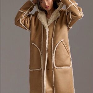 Anthropologie Tan Teddy Jacket with Cream Accents